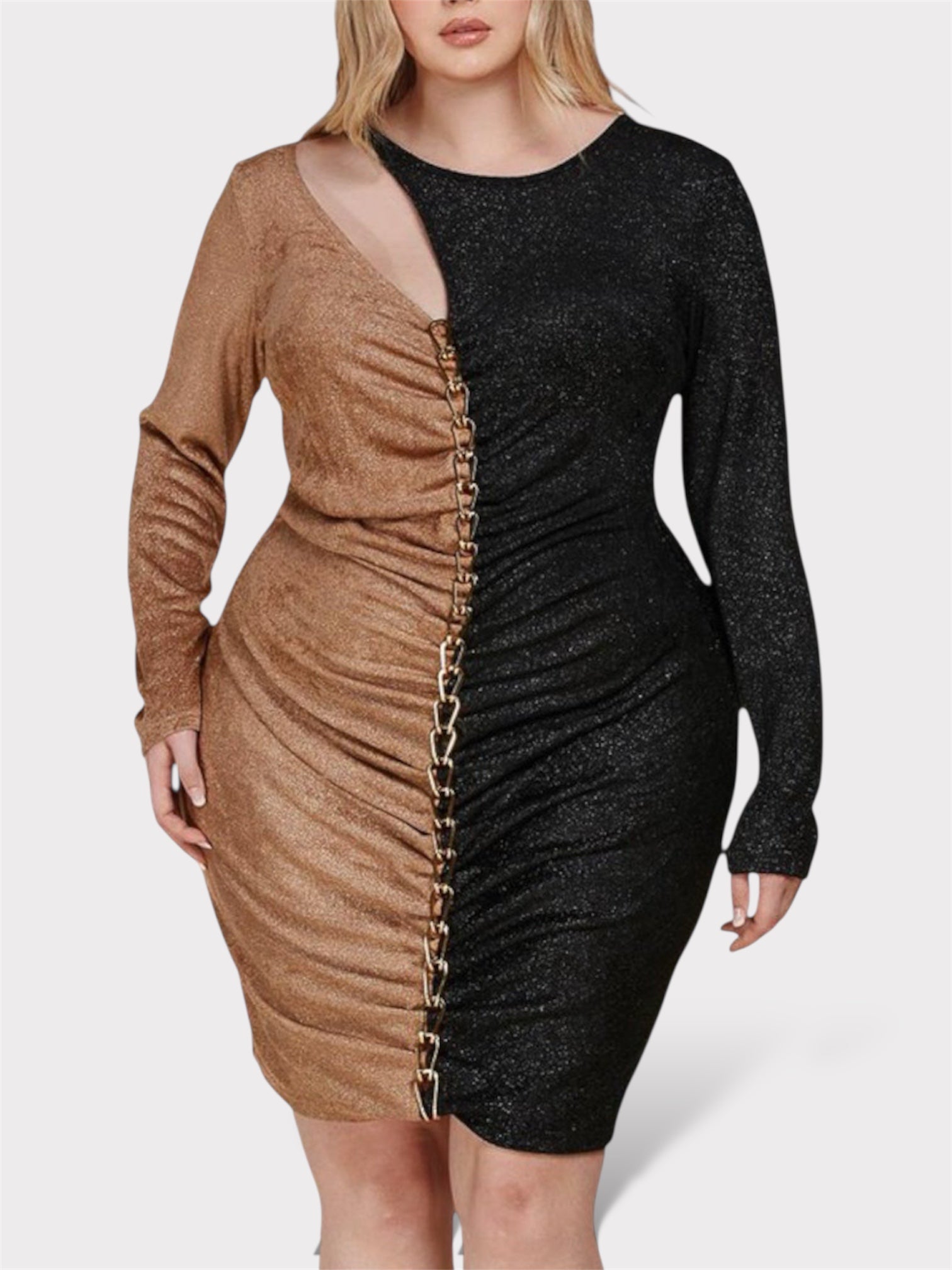 Vestido con bloques de color brillante