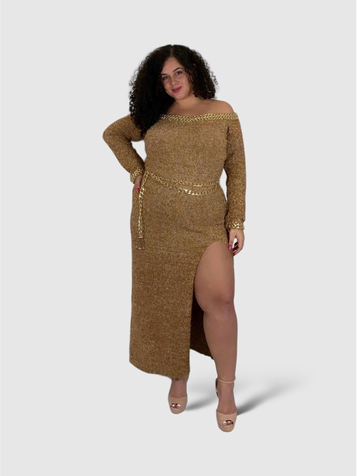 Vestido de punto en beige