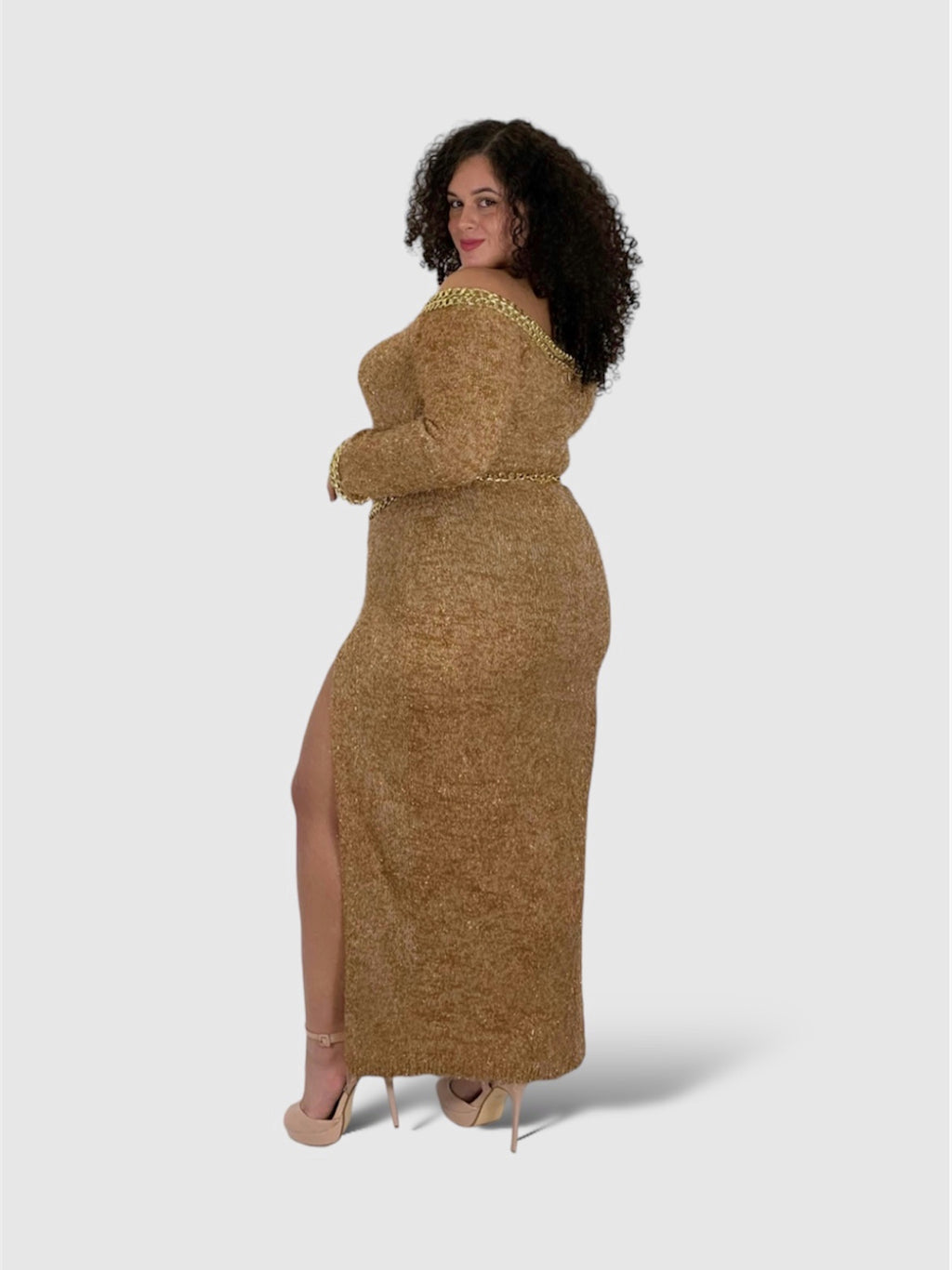 Vestido de punto en beige