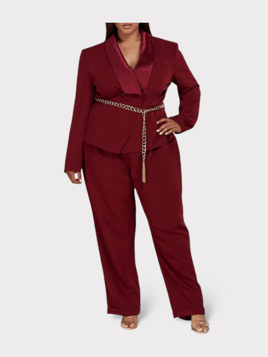 Burgundy Open Back Belted Jumpsuit