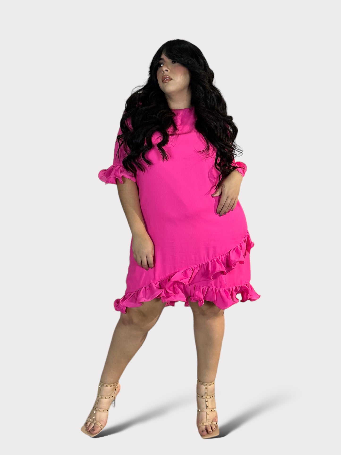 Ruffle Fuchsia Dress