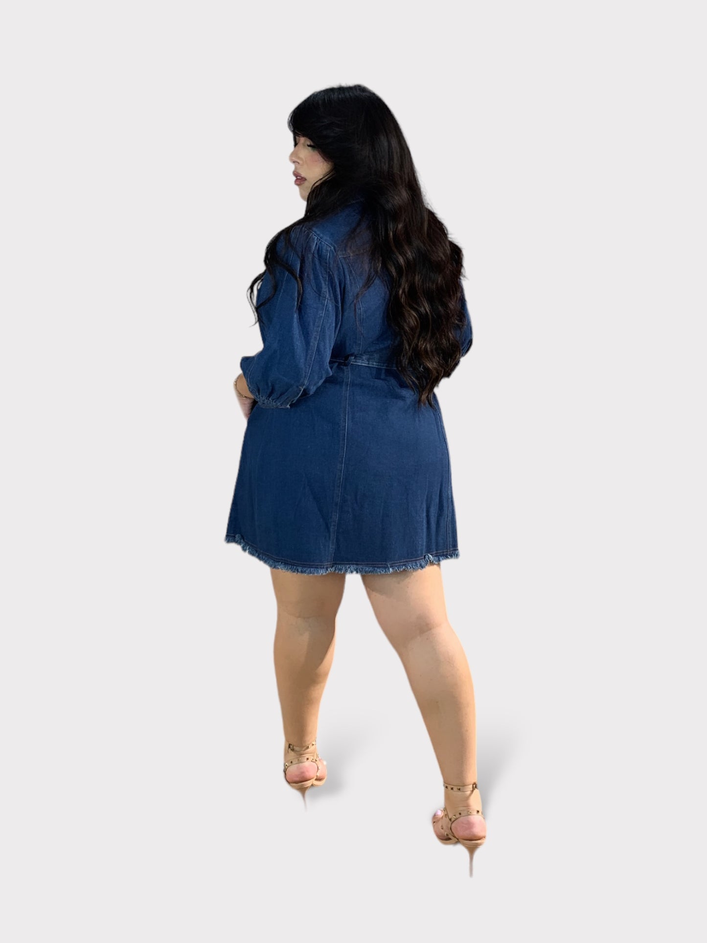 Dark Denim Belt Short Dress