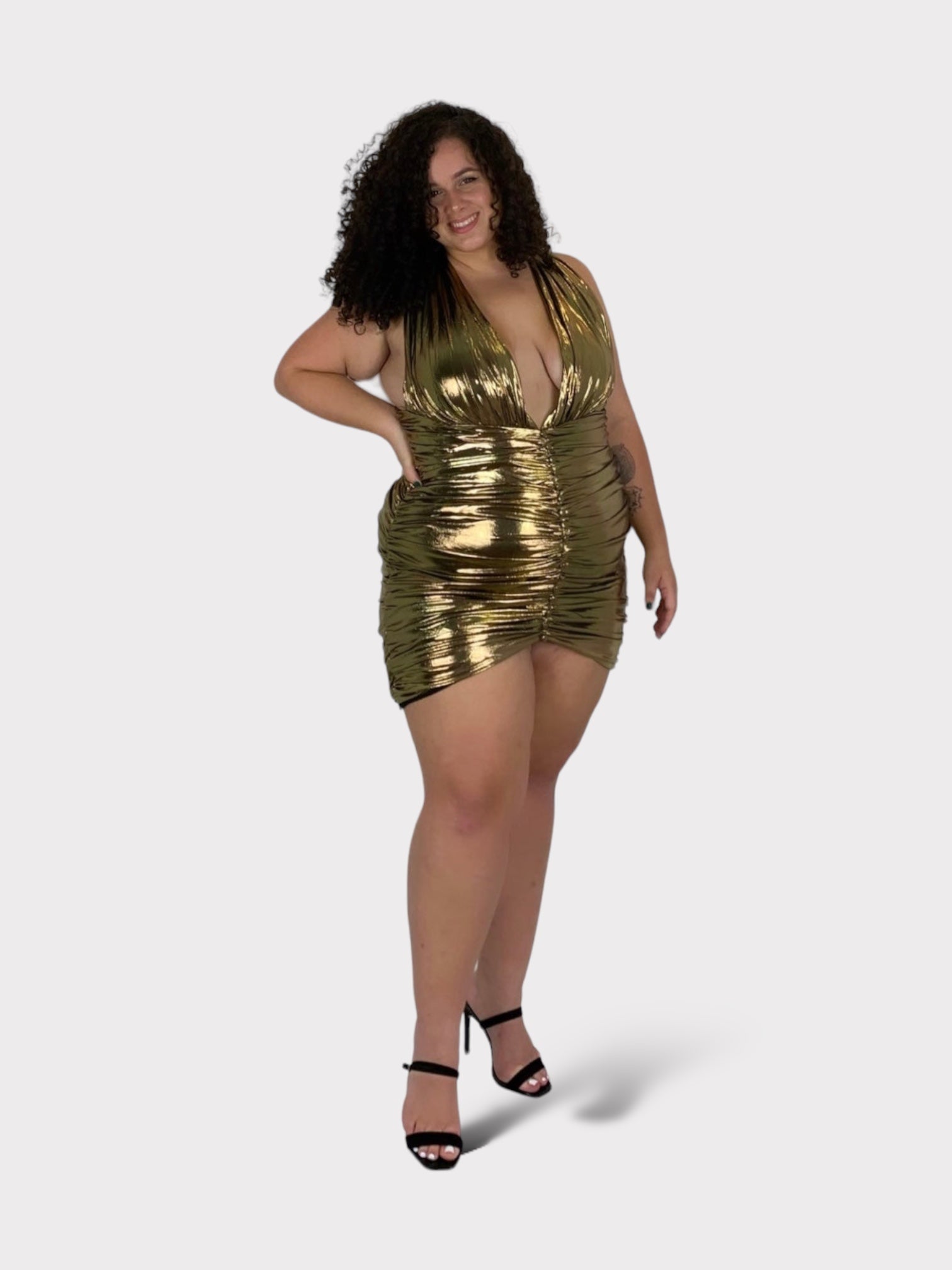 Minivestido dorado metalizado